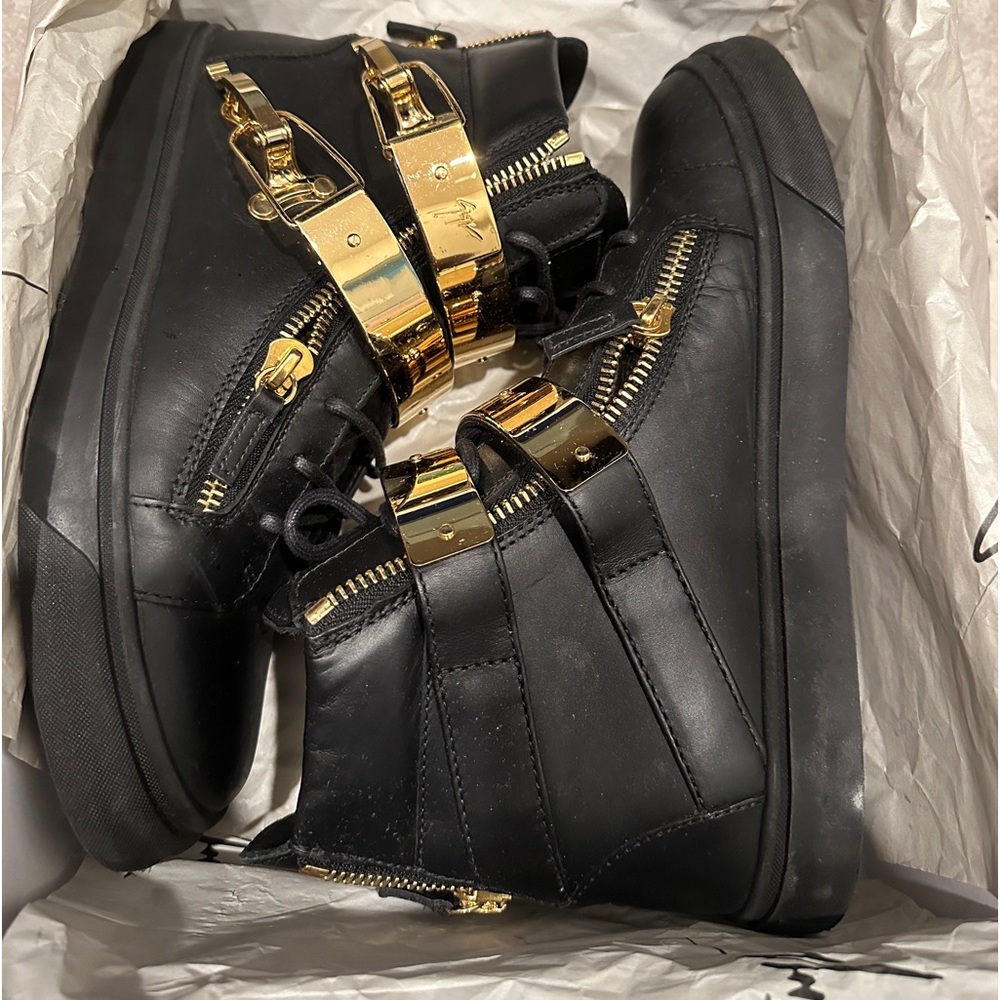 Giuseppe Zanotti Design Double Gold Strap Sneakers